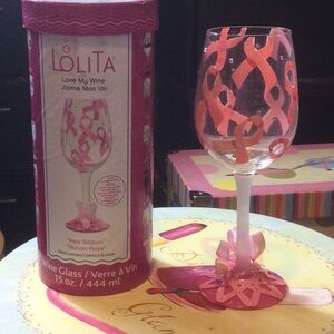 Lolita Pink Ribbon Wine Glass